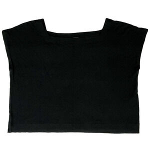 Eileen Fisher Black Short Sleeve Tee — Square Neck Top — L